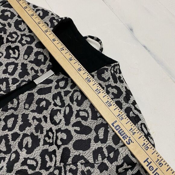 Betsy Johnson Black Snow Leopard Print Reversible Coat Wool Blend Women's Large - Picture 11 of 13